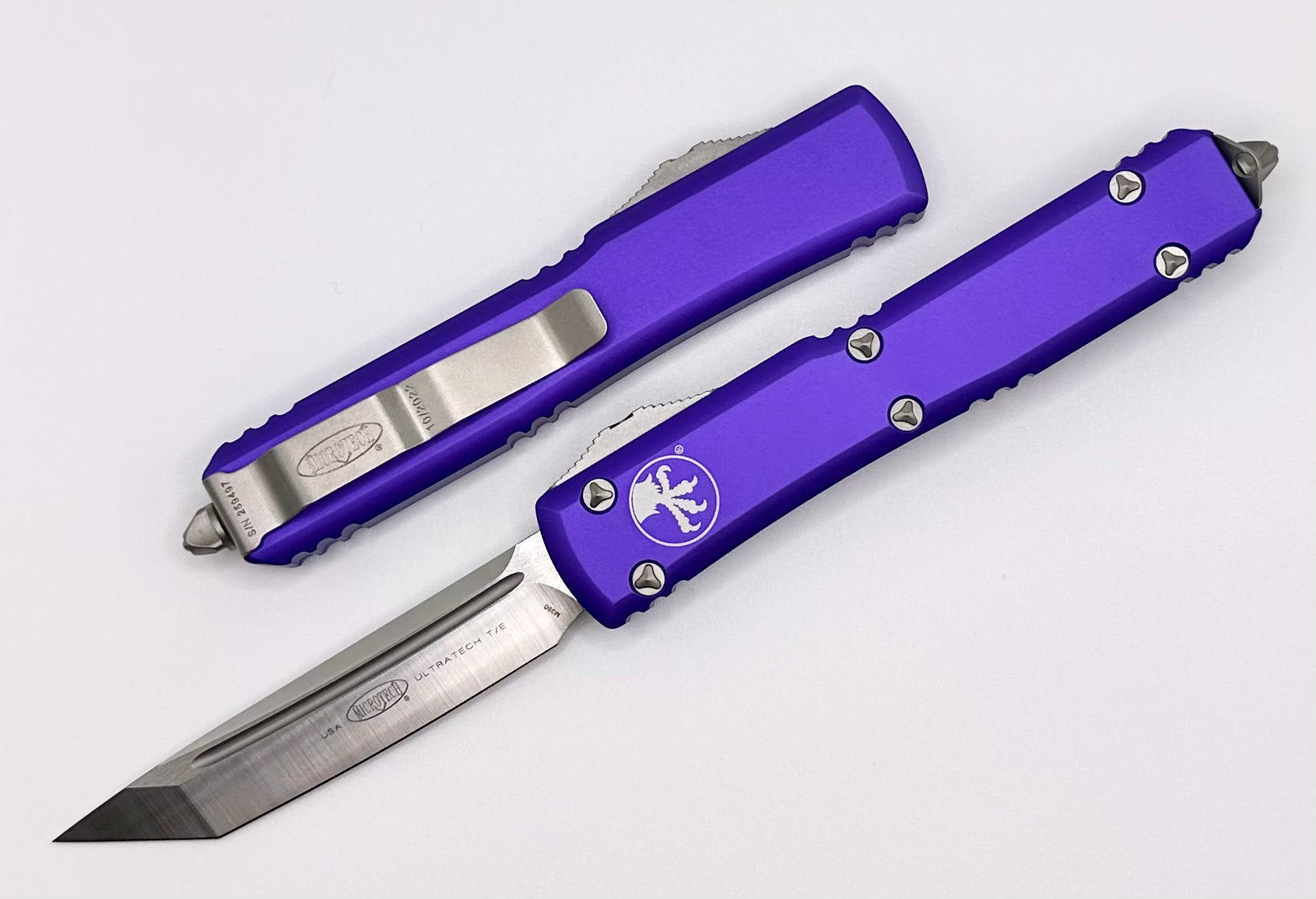 Microtech Ultratech Tanto Satin & Purple Premium OTF Knife