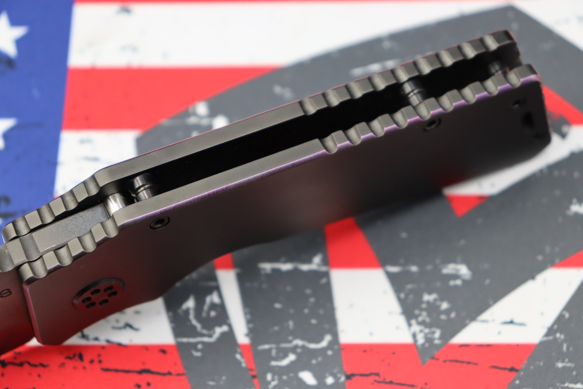 Medford TFF-1 Fat Daddy S35VN Tactical Knife - Premium PVD Finish with Violet Pinstriped Handles