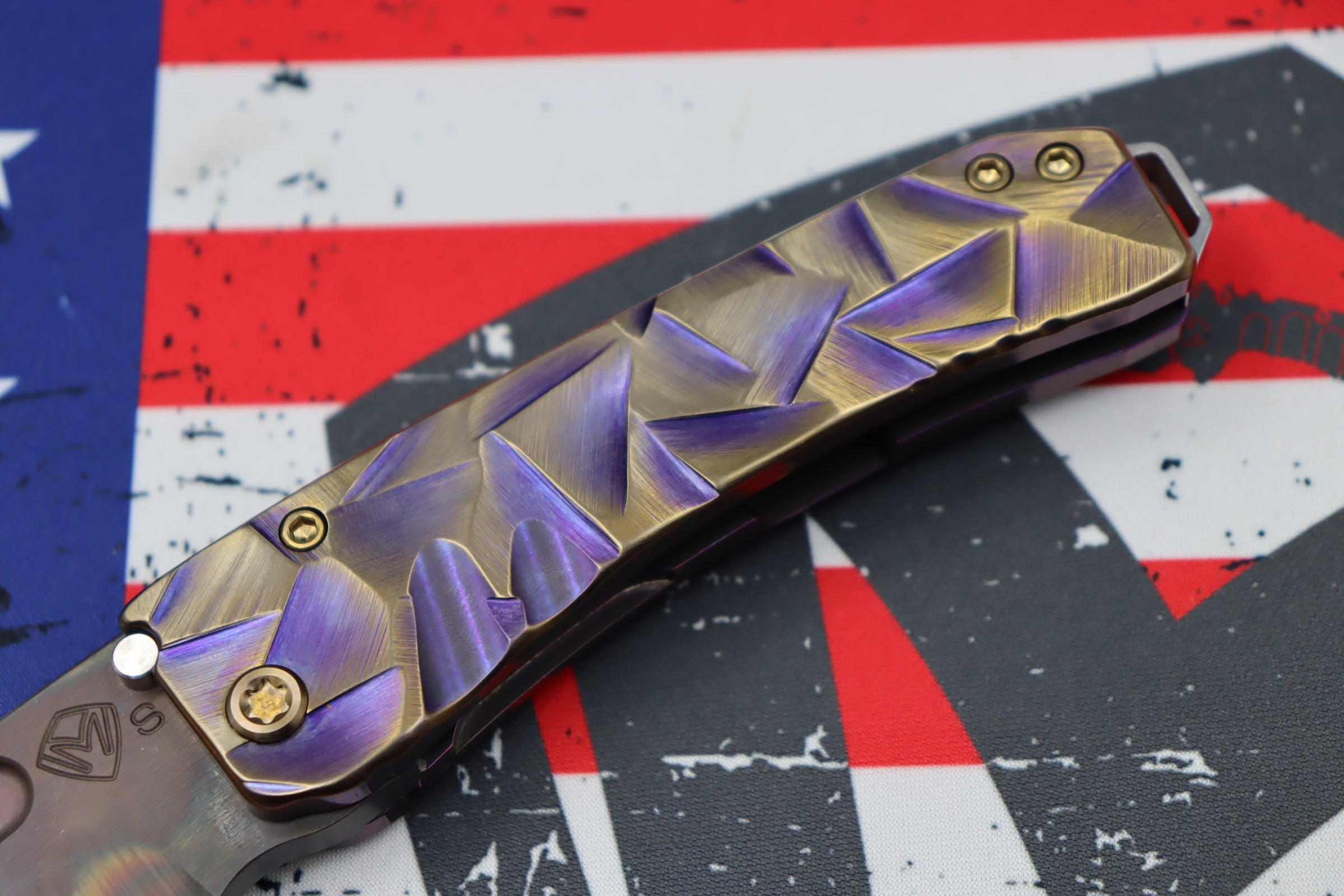 Medford Midi Marauder Vulcan S35 Drop Point - Premium EDC Knife with Violet Bronze Stained Glass Handles