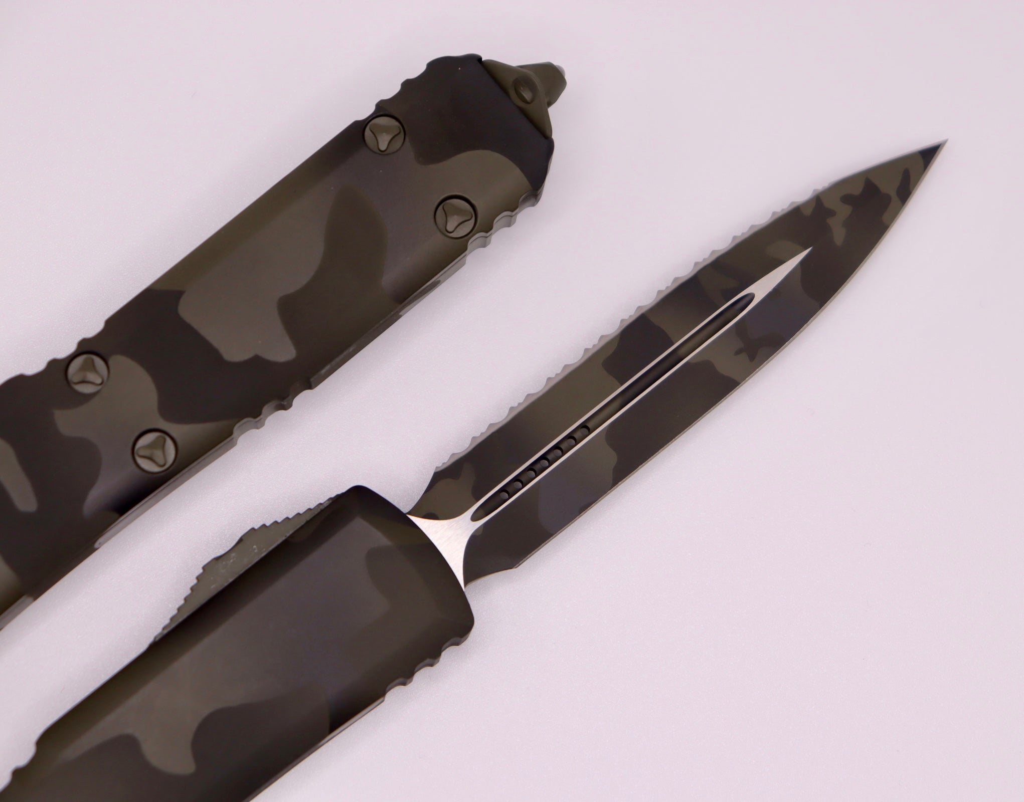 Microtech Ultratech Premium OTF Tactical Knife - Olive Camo Edition