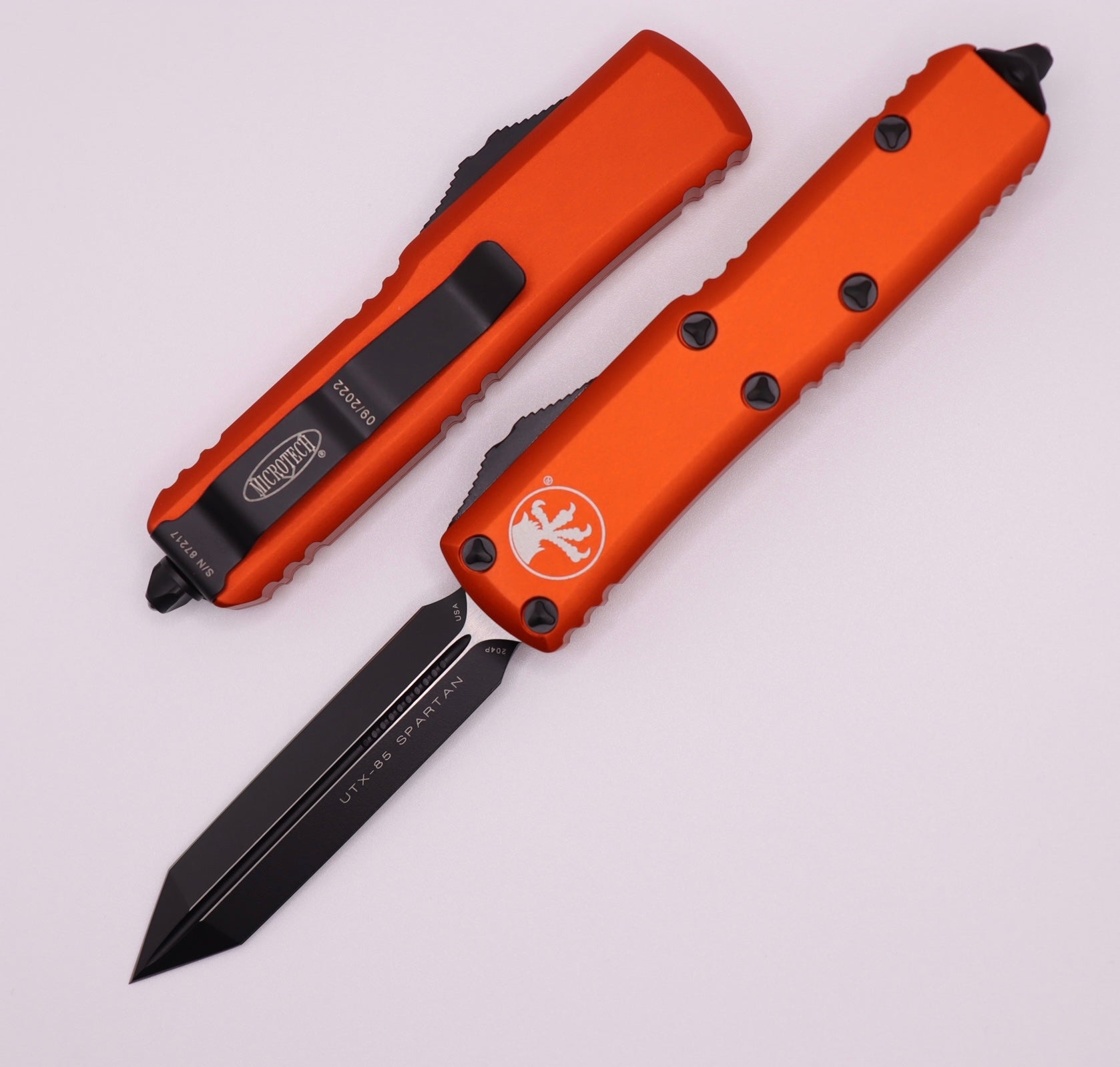 Microtech UTX-85 Spartan EDC Knife - Black & Orange Premium Tactical Blade