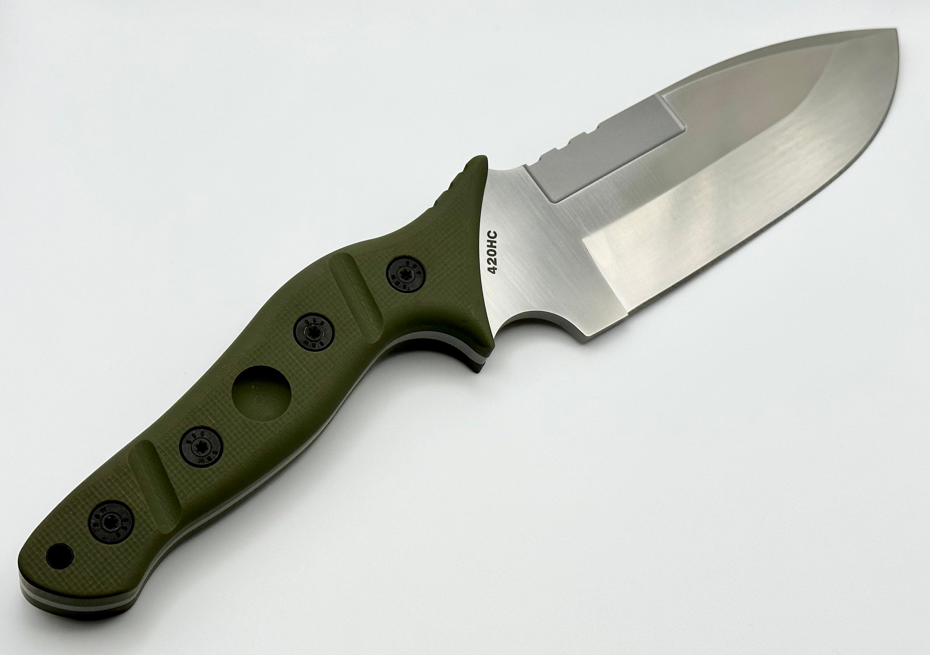 Premium Sniper Bladeworks Mamu Field Knife - OD Green G-10 & Satin 420HC