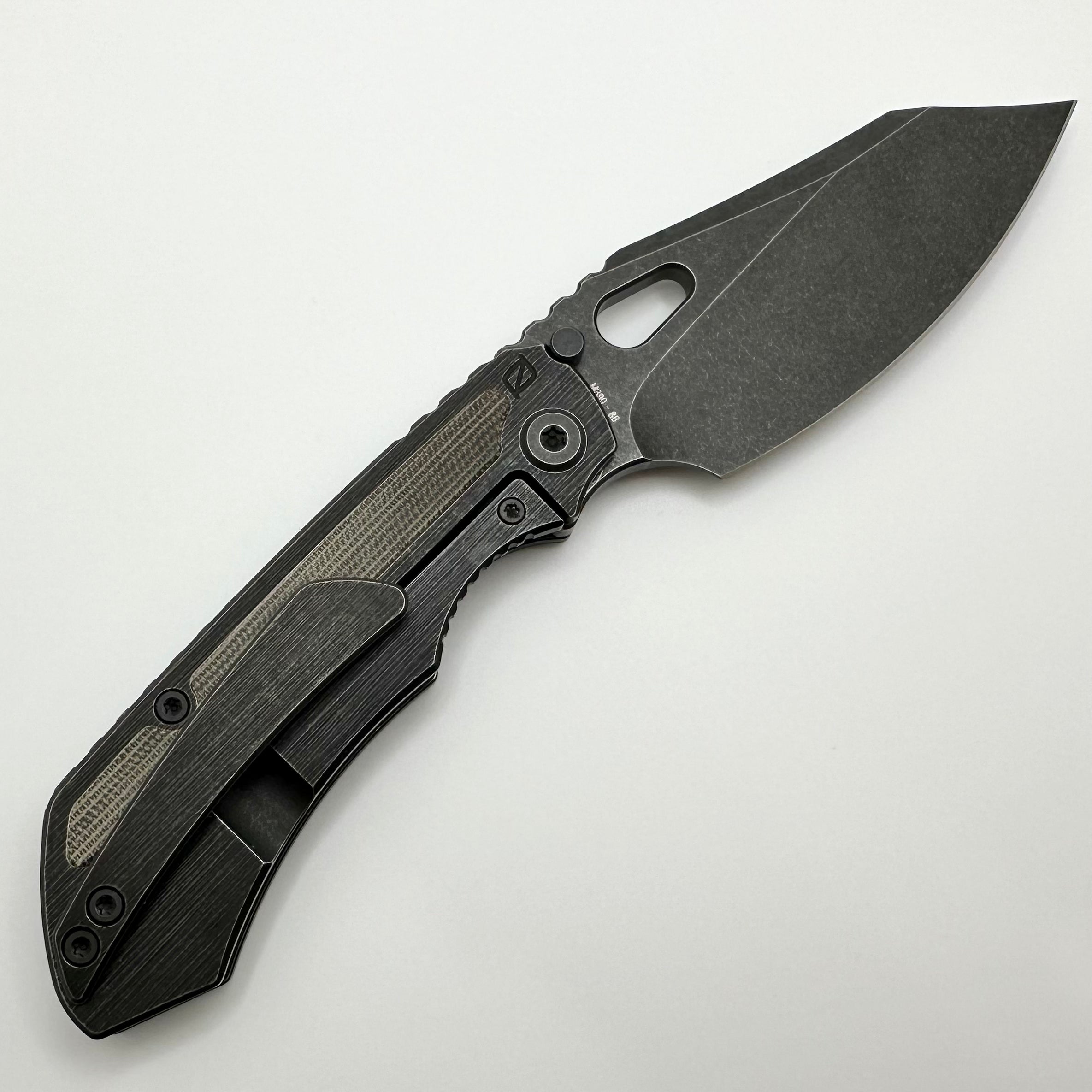 Premium Custom Knife Factory Evo 3.0D - Blackwash Micarta Inlaid M390 Blade (Pre-Owned, Like New)