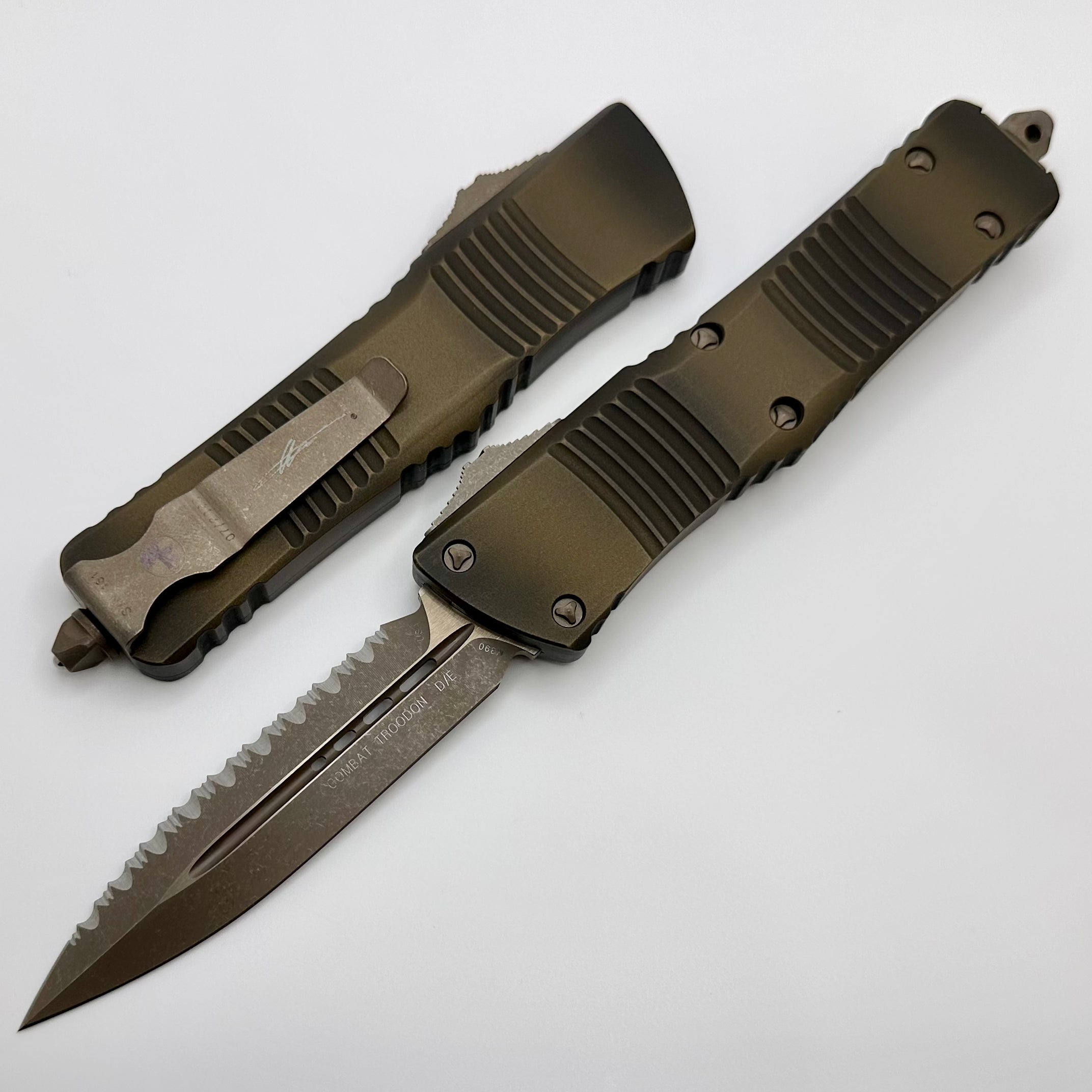 Premium Microtech Combat Troodon Antique Bronze Double Edge - Ultimate Tactical Knife