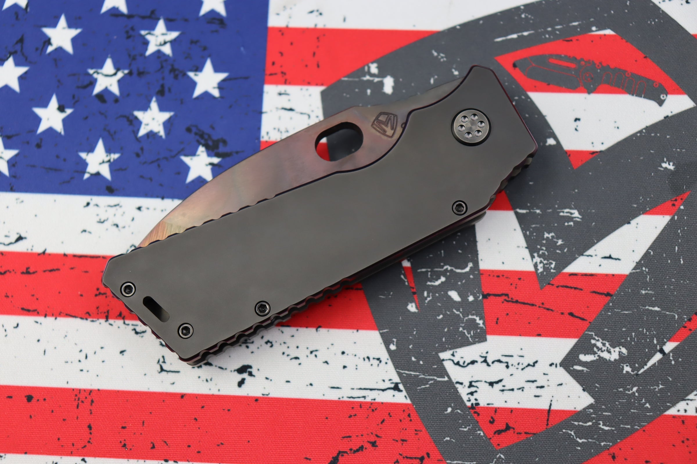 Medford TFF-1 Fat Daddy S35VN Tactical Knife - Premium PVD Finish with Violet Pinstriped Handles