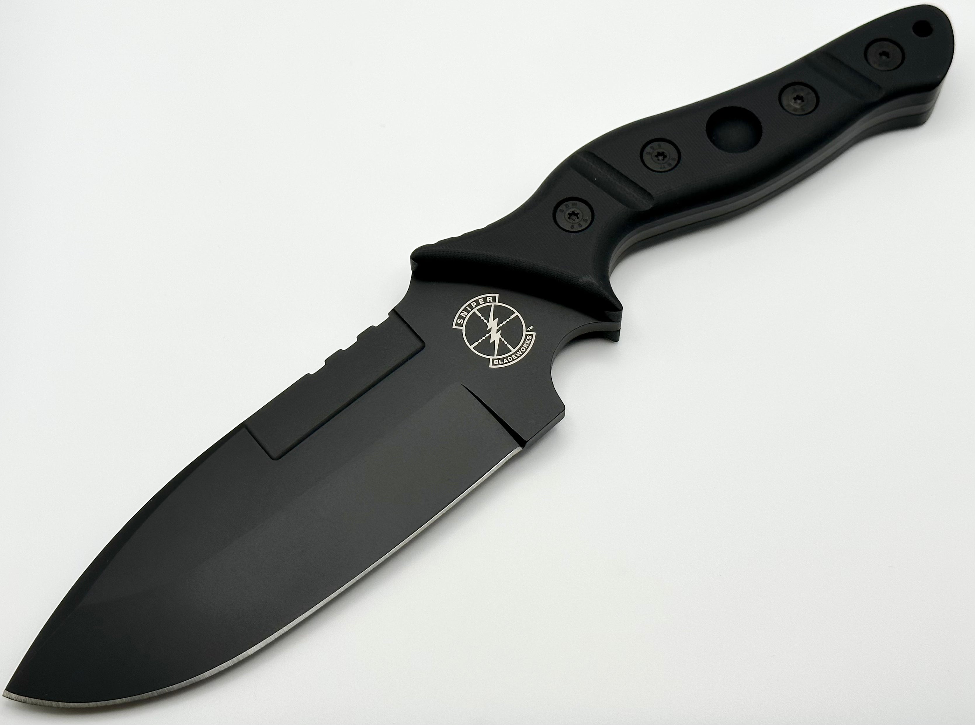 Sniper Bladeworks Mamu Black G-10 & PVD 420HC Tactical Field Knife