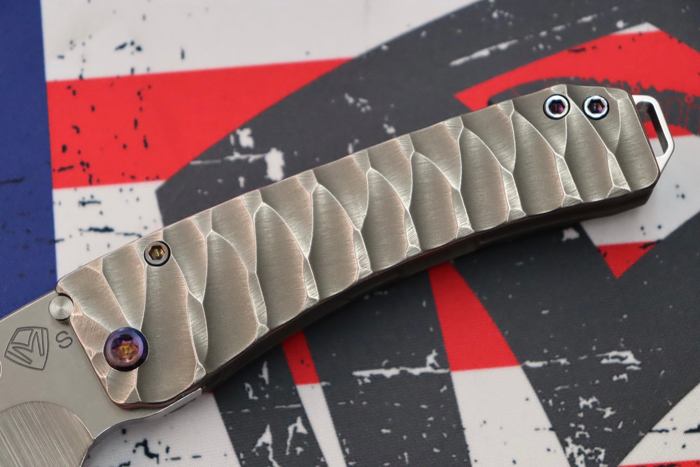 Medford Midi Marauder Tumbled S35VN Drop Point Knife - Premium Titanium Handles & Flamed Hardware