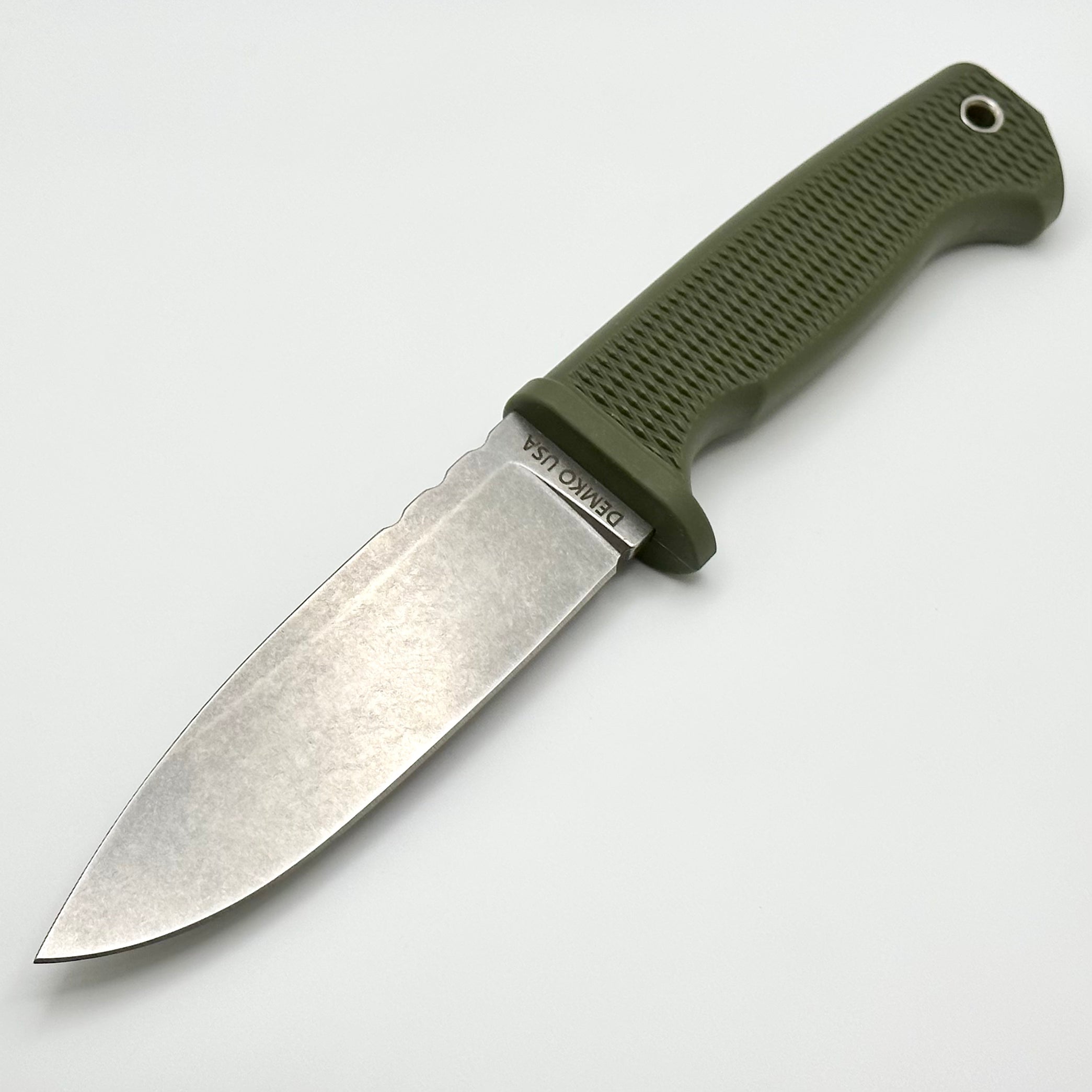 Premium Demko FreeReign Drop Point Knife with MagnaCut Steel & OD Green Rubberized Handle