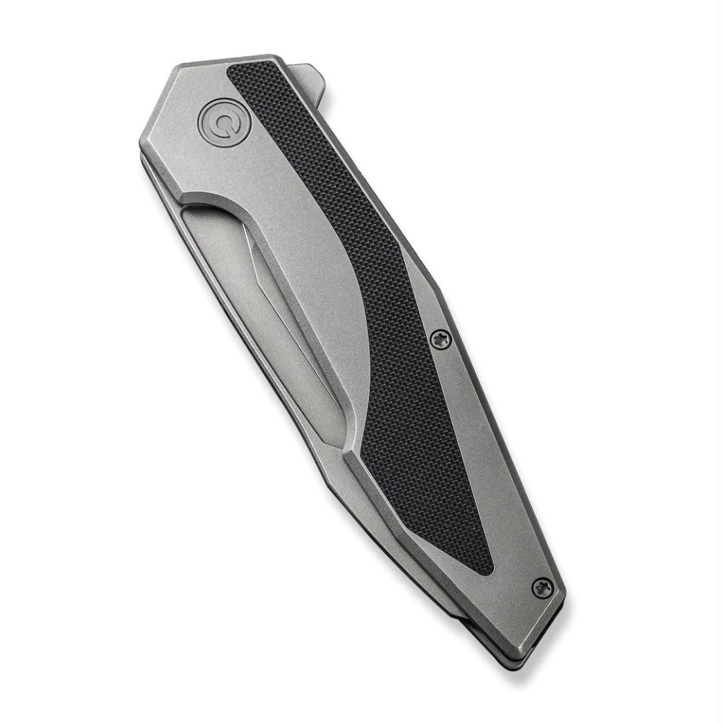 Civivi Hypersonic Flipper Knife - Premium Gray Steel Handle with Black G-10 Inlays & Stonewash 14C28N Blade