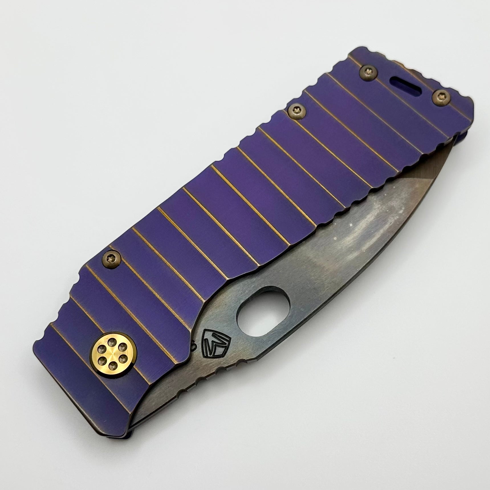 Medford TFF-1 S35VN Premium Folding Knife - Vulcan & Violet Gator Belly Handles with Bronze Hardware