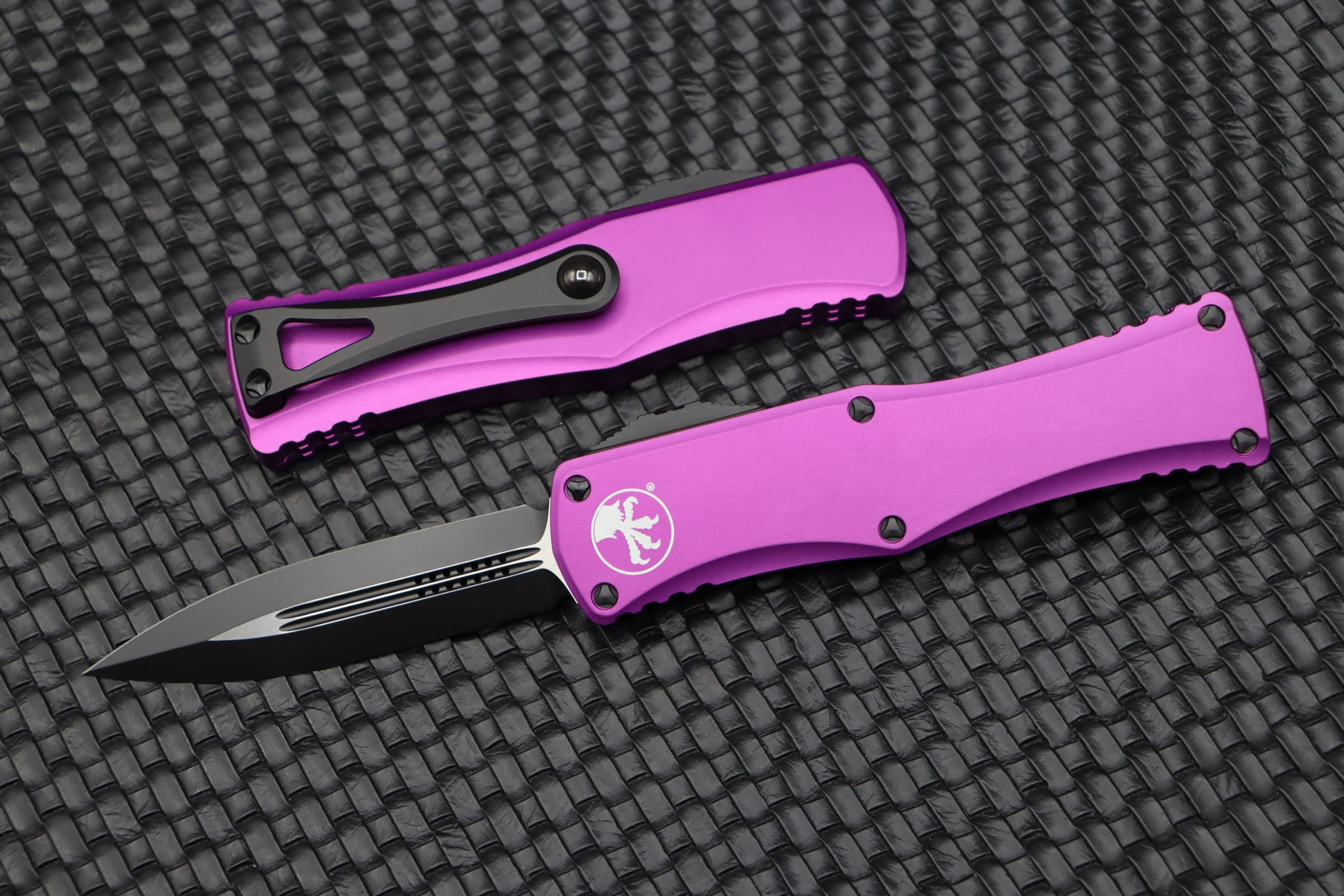 Microtech Hera Double Edge Tactical Knife - Black & Violet