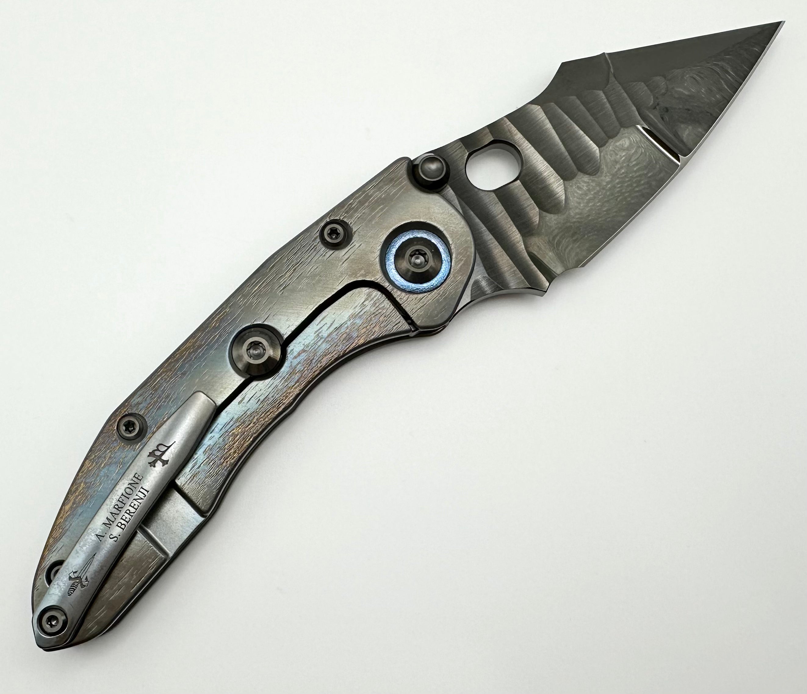 Marfione Custom Knives & Borka Blades Stitch - Premium DLC Cracked Diamondwash Blade with Cosmic Titanium Handles