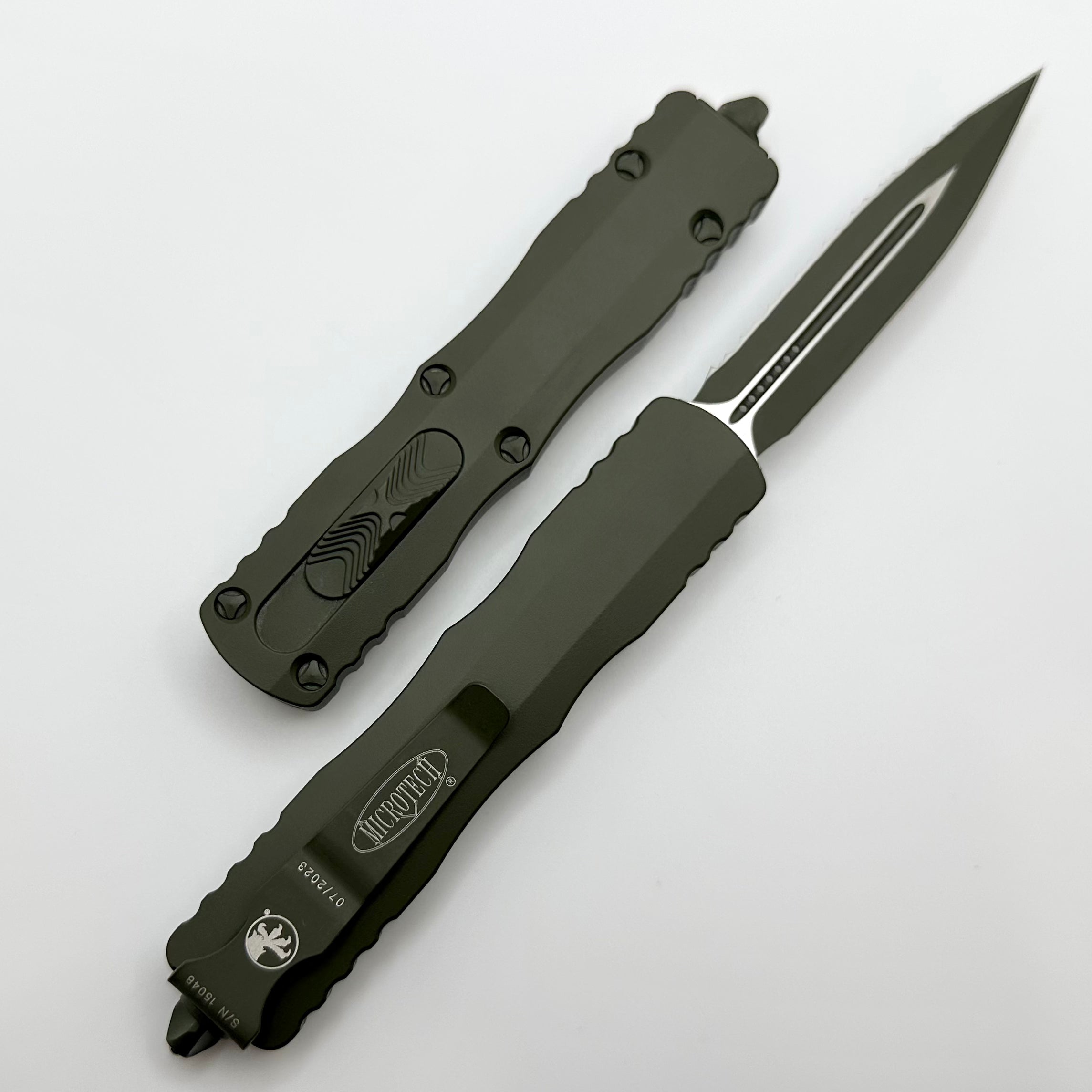 Premium Microtech Dirac OD Green Double Edge Serrated Knife - Ultimate EDC Tool