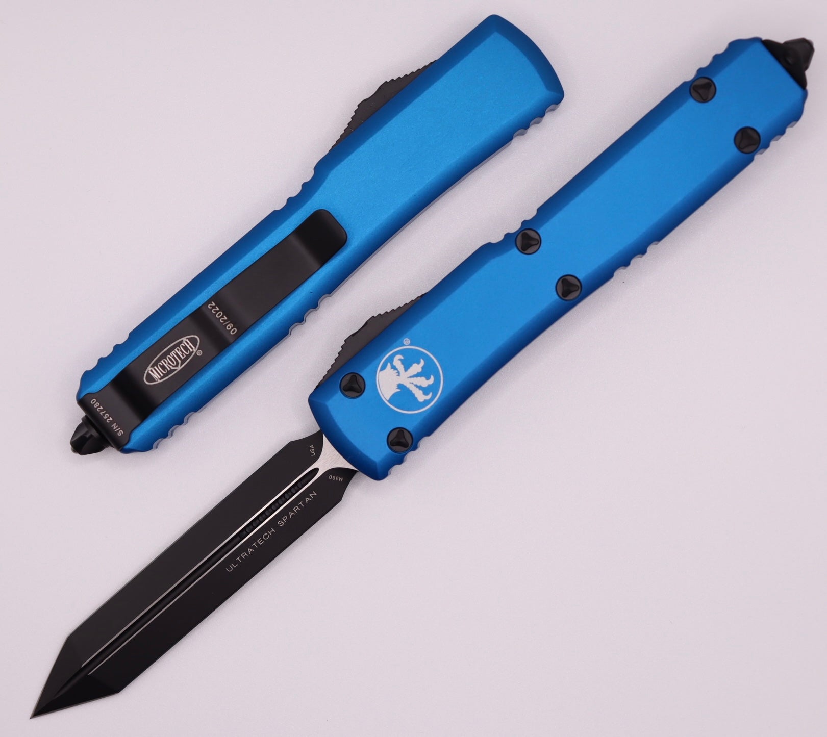 Microtech Ultratech Spartan Premium OTF Knife - Black & Blue Edition