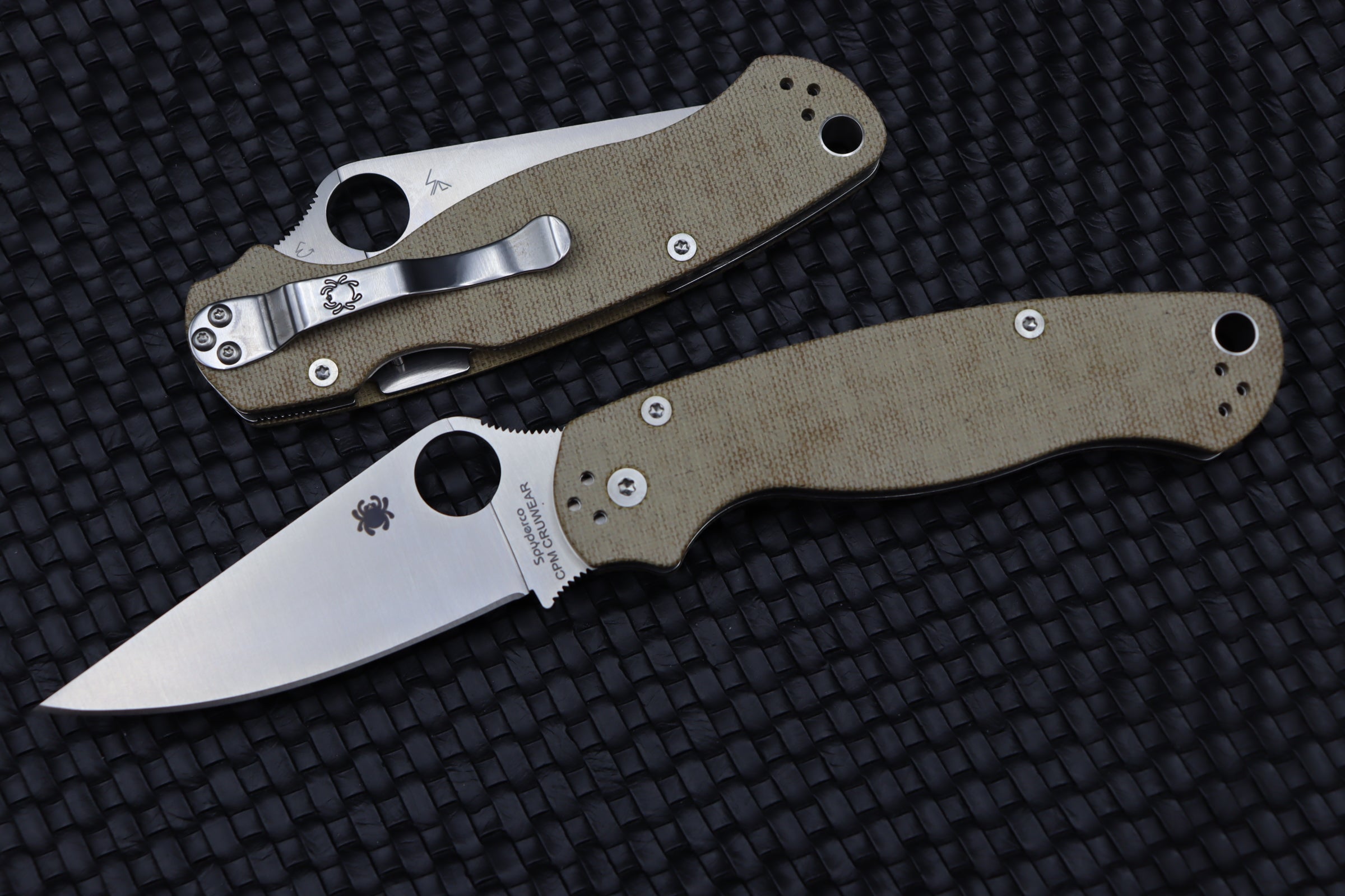 Spyderco Paramilitary 2 PM - Ultimate Cruwear & Brown Canvas Micarta Tactical Knife