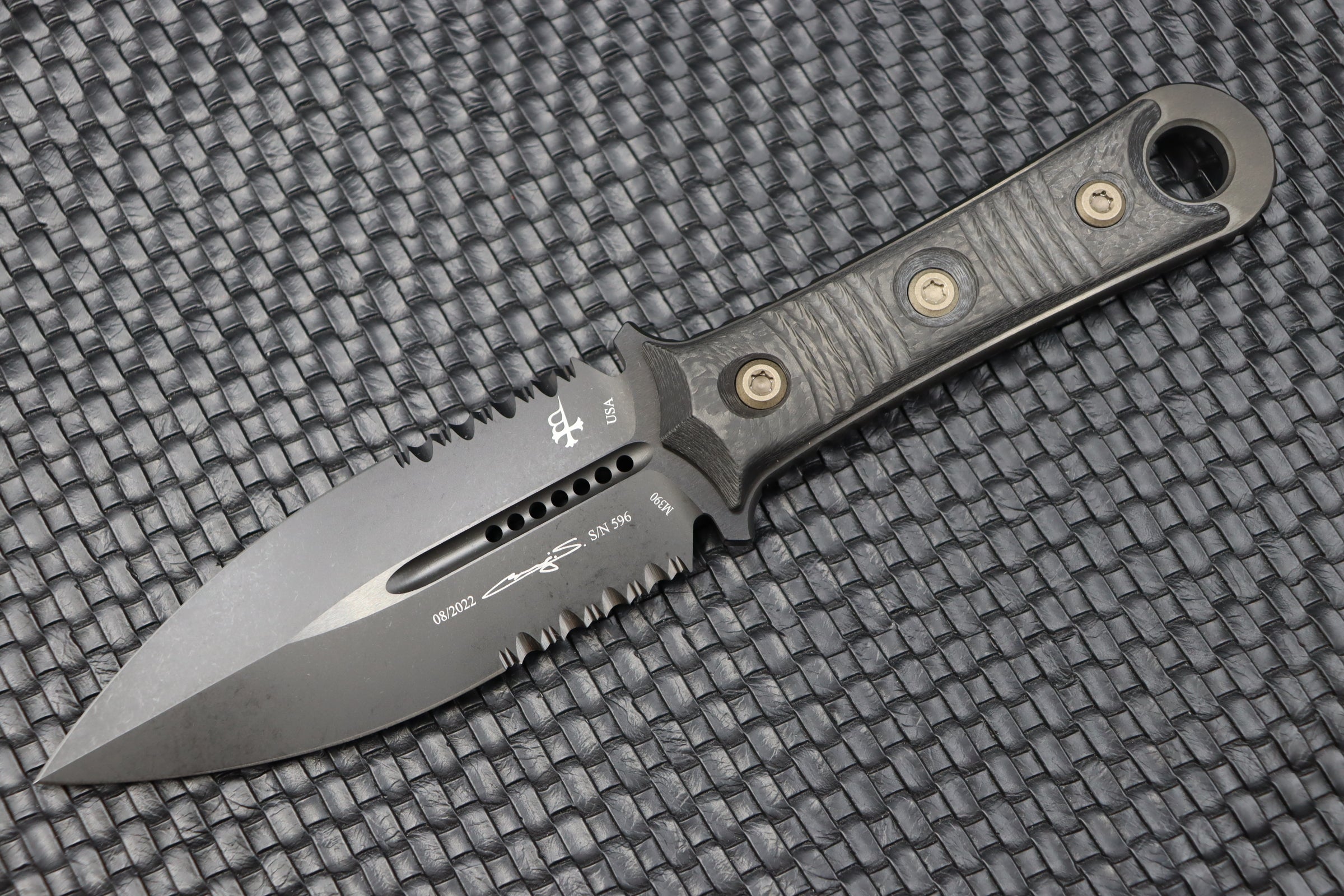 Microtech SBD Ultimate Tactical Knife - Carbon Fiber & Partial Serrated Blade