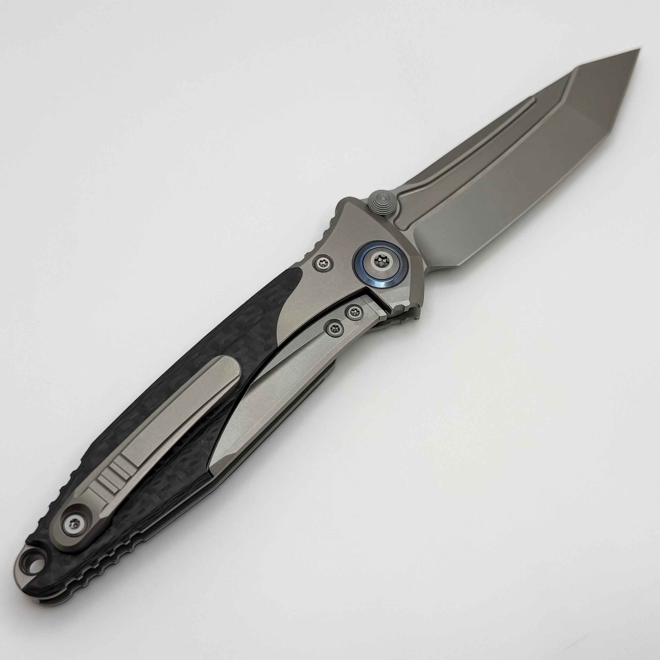 Microtech Socom Bravo Tactical Knife - Premium Blue Ti Pivot & Carbon Fiber Handle