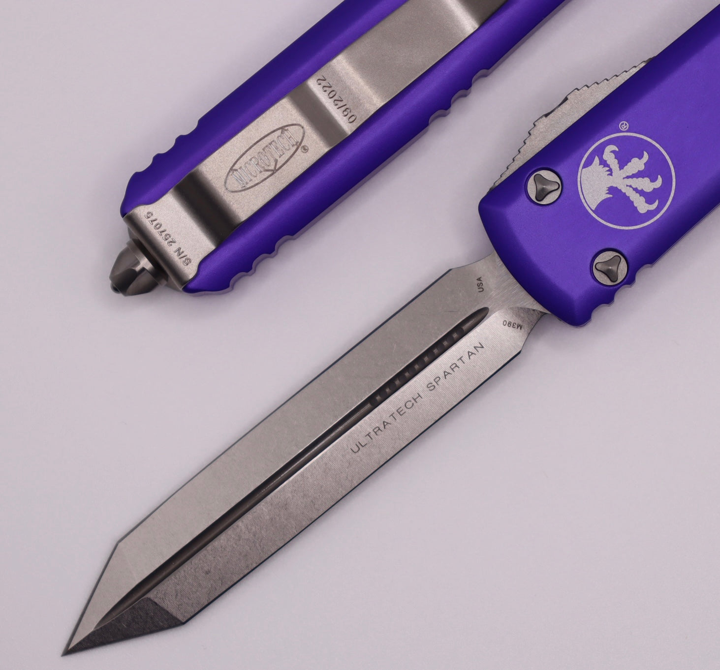 Microtech Ultratech Spartan Stonewash Standard & Purple 223-10PU - Premium Tactical Knife