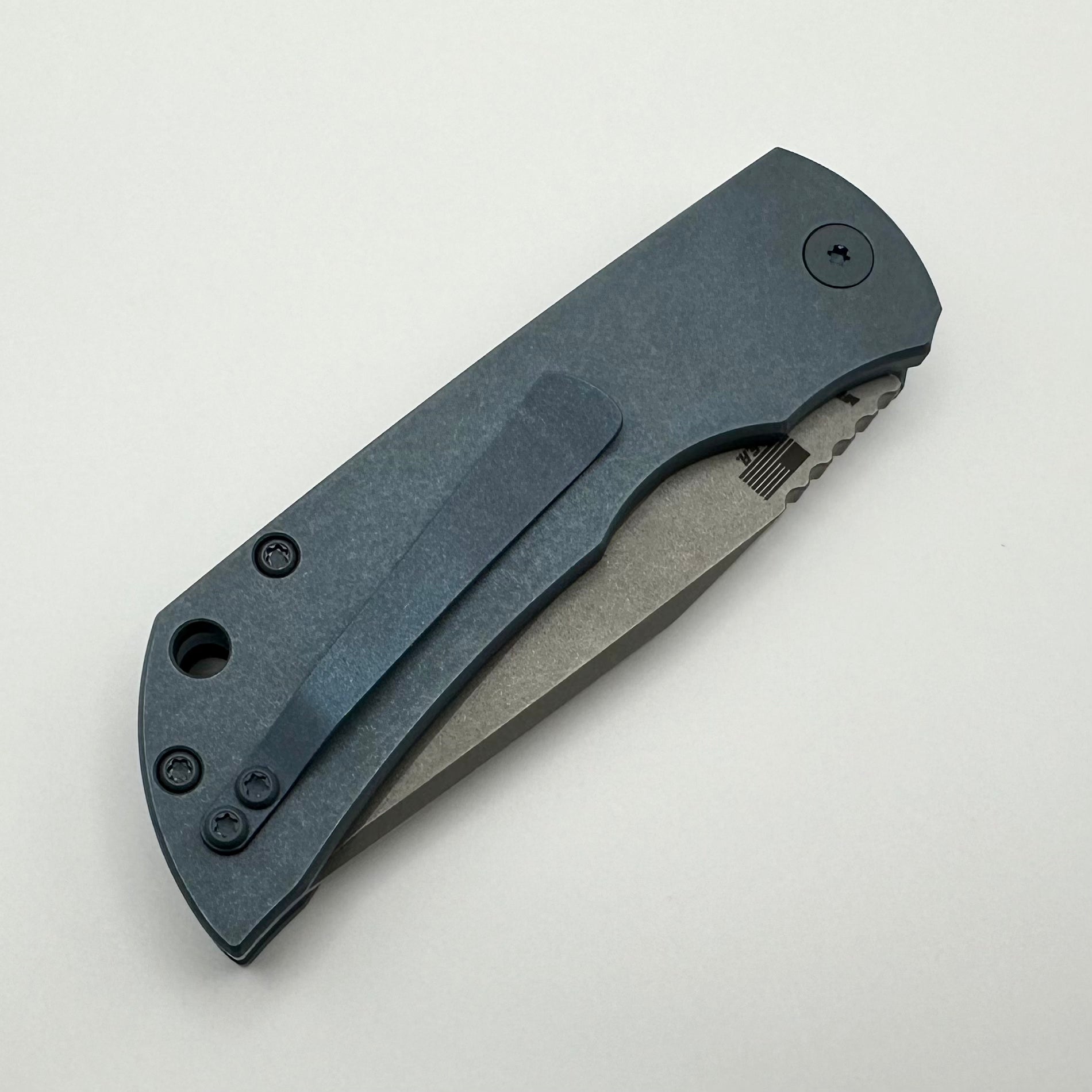 McNees PM Mac 2 Full Titanium Auto Stonewash Blue & Stonewash MagnaCut - Premium EDC Knife