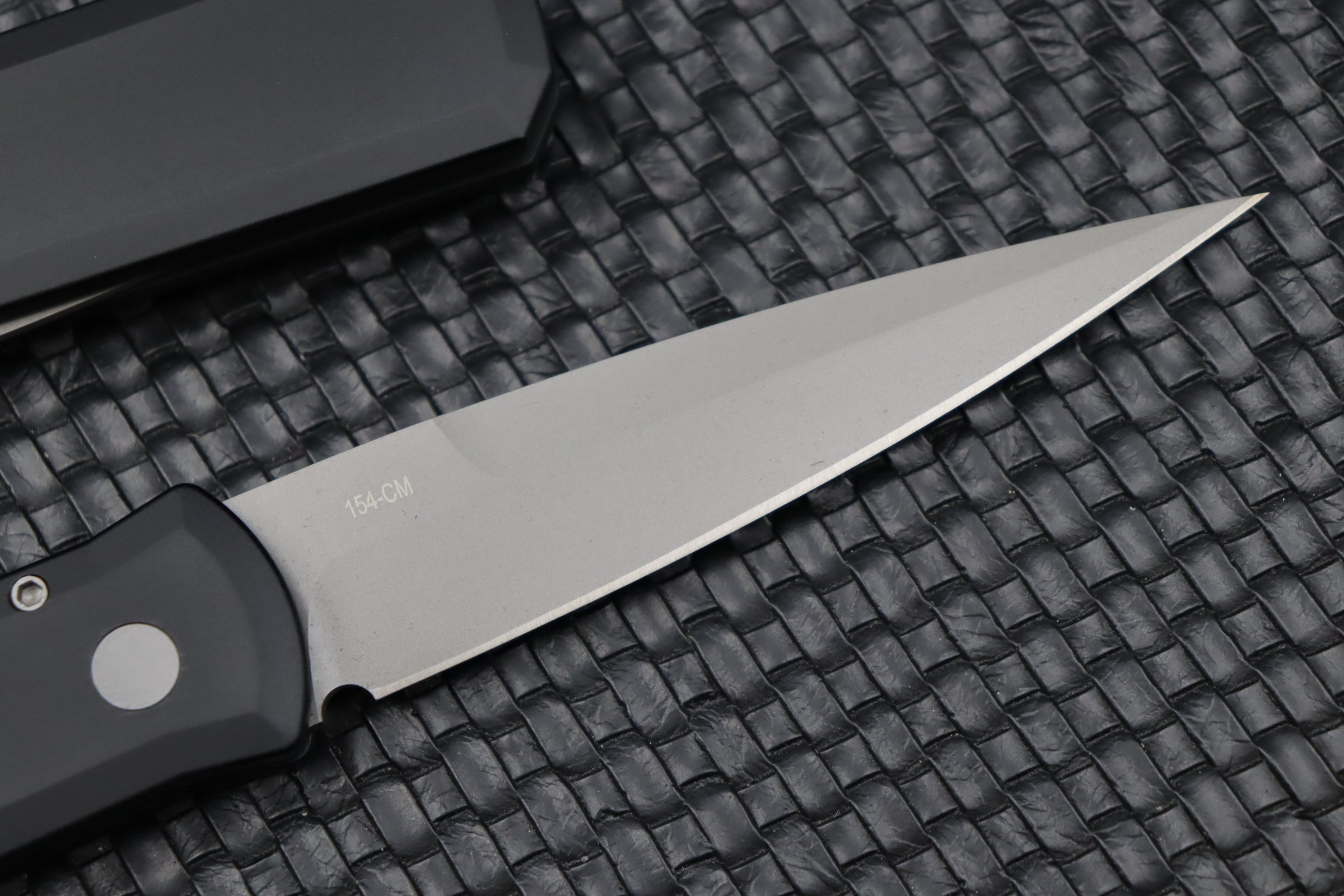 Pro-Tech Godfather Automatic Knife - Premium Black Handle & Blasted 154-CM Blade