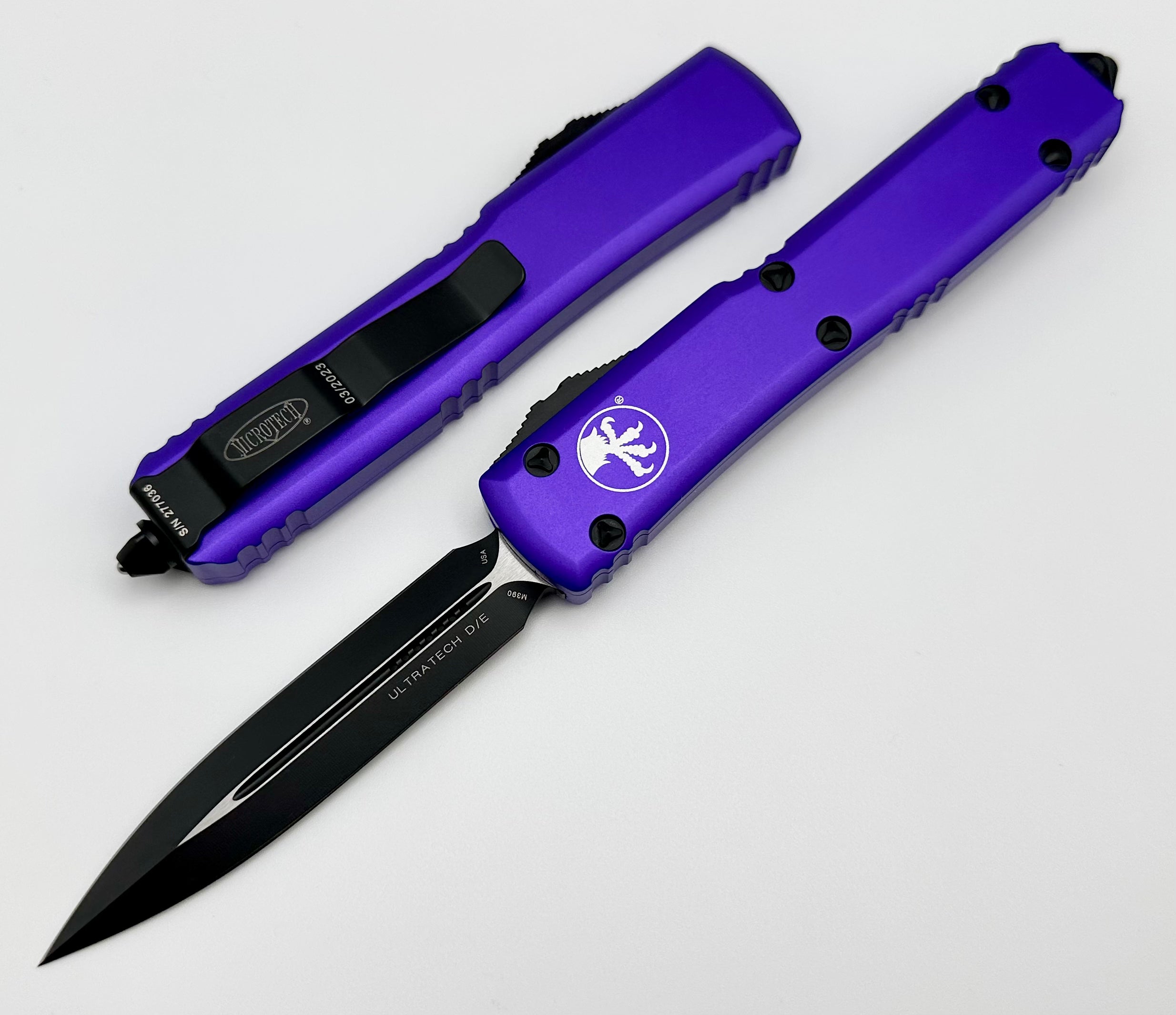 Microtech Ultratech Premium Black Double Edge with Purple Accents