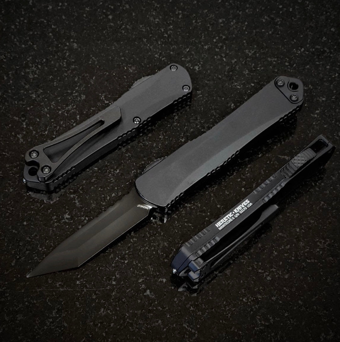 Heretic Knives Manticore S DLC Magnacut Tanto & Black - Ultimate Compact OTF Knife